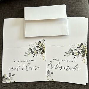 1 Maid of Honor & 3 Bridesmaid Cards with envelopes
